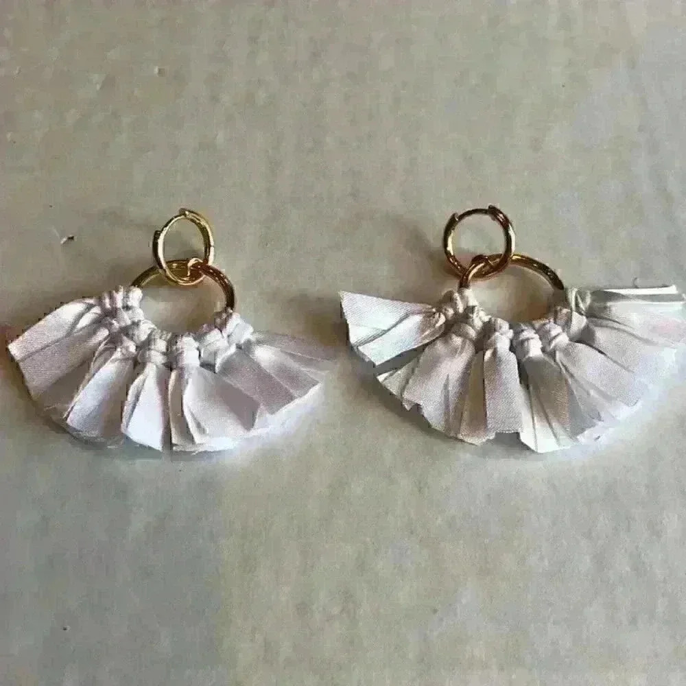 J Crew new Fabric Fan Earrings in White - Picture 8 of 8